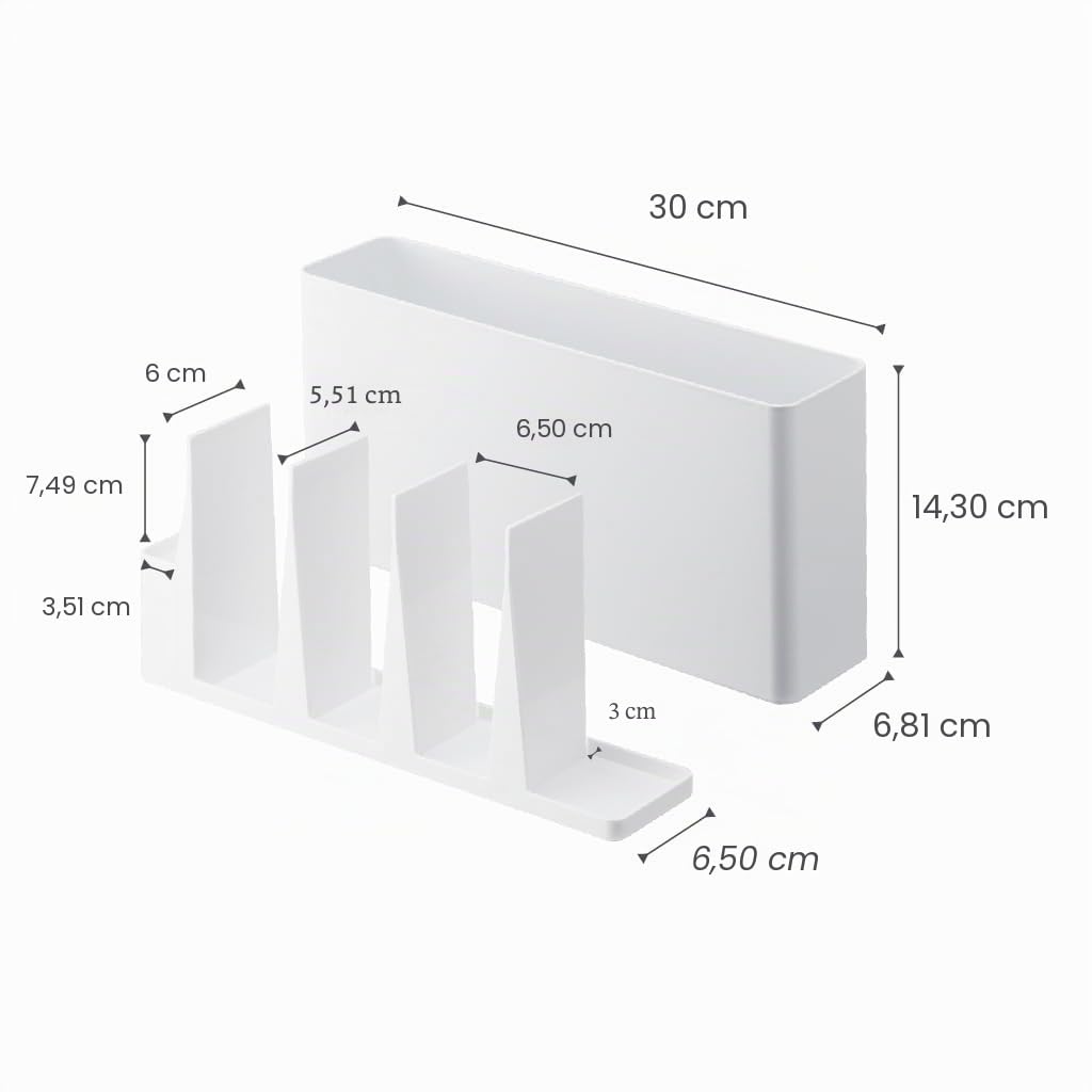 Yamazaki 8146 Organiseur pour ustensiles de cuisine en acier inoxydable Blanc