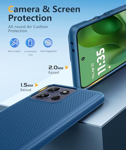 Image of FNTCASE for Moto G-Power 2025 Case: Motorola G Power 2025 Case 14FT Military Grade Drop Protection with Screen Protector Shockproof Anti-Slip Rugged Matte Dual Layer Daily Cover 6.8 Inch (Blue)
