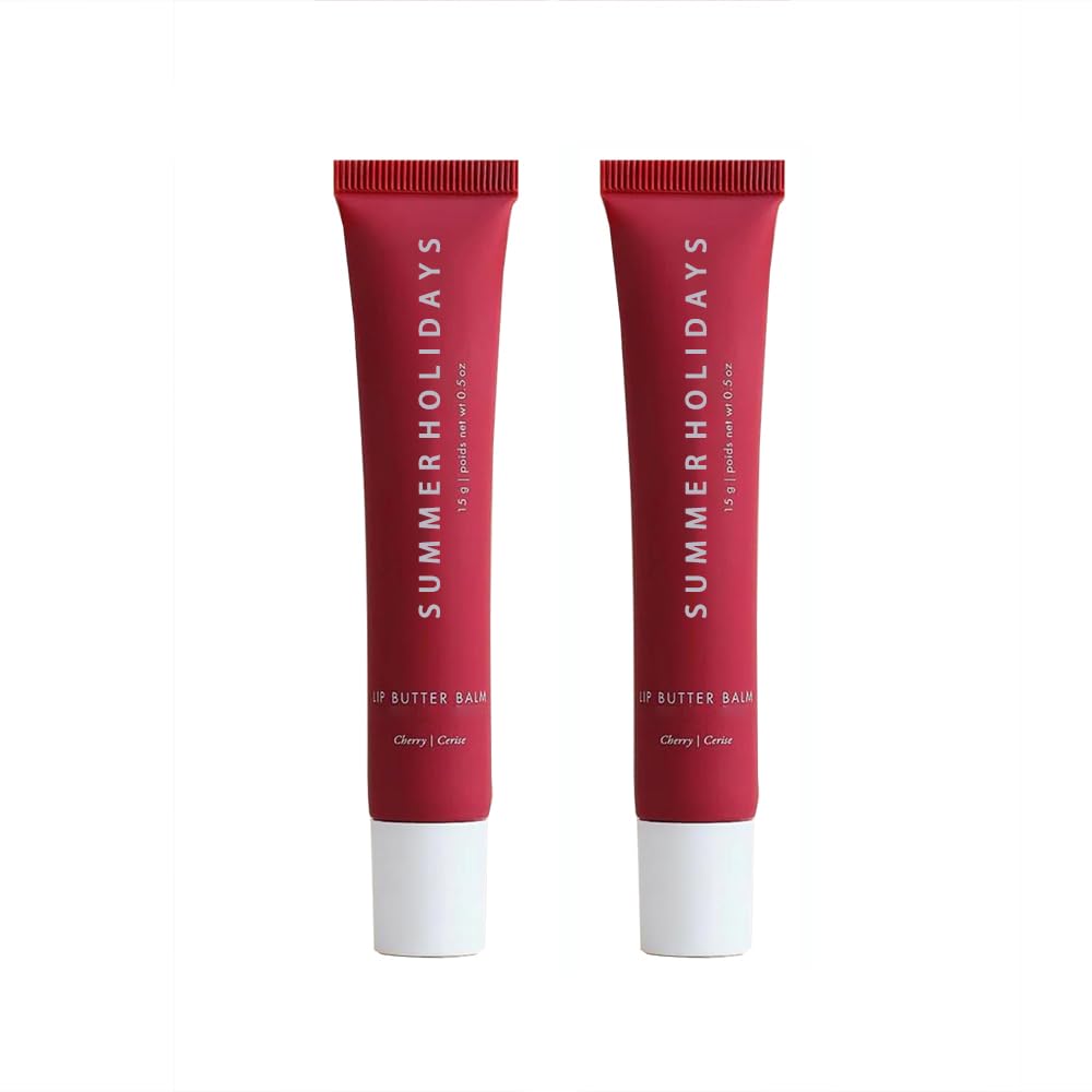 Summer Lip Butter Balm Summer Days Summer Holidays Conditioning Lip And Lip Balm Tinted Soothing Lip Care- Cherry 0.5 Oz (2 PACK)