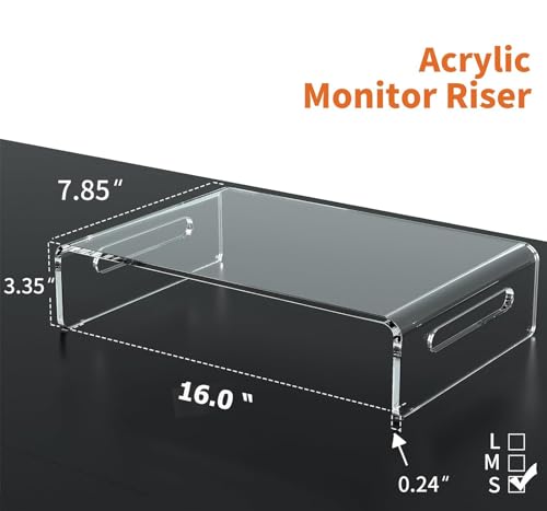 Image of Parikshit Sublimation Acrylic Computer Monitor Riser Stand Holder organizor for Table Desktop Laptop pc Printer tv (16 X 8 X 3 INCH - Style 1)