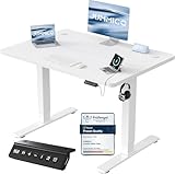 JUMMICO Scrivania regolabile in altezza, elettrica, ergonomica, scrivania in piedi, scrivania regolabile in altezza, scrivania in piedi, scrivania da ufficio, 100 x 60 cm, bianco