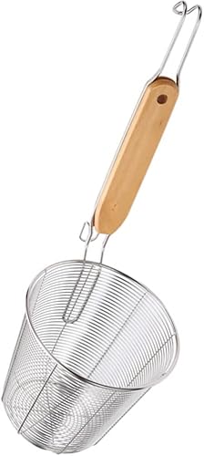 Miniatura 9 de UPKOCH Paquete de 2 coladores de malla de acero inoxidable con mango de madera