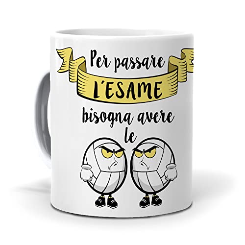 Regalo originale. Idea da regalare. Tazza Per passare l´esame bisogna avere le palle. Ceramica 350 ml.