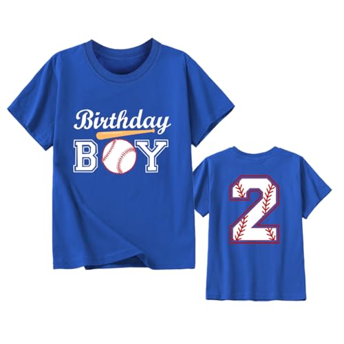 Image of Goengmo Boys' Birthday Baseball Theme Tee | Toddler Kids' 2-8 Number Print T-Shirt, Short Sleeve Cotton Top