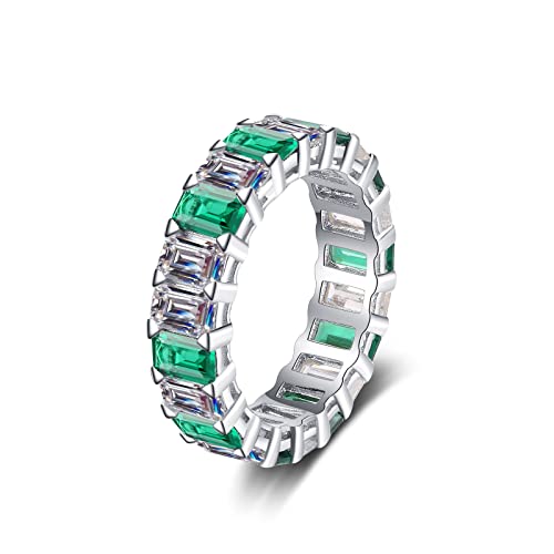 Bague zirconium en argent femme KnSam, alliance anneau éternité scintillant