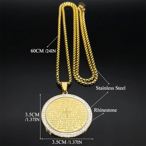 Collier homme gravé de la prière Notre Père avec croix géométrique