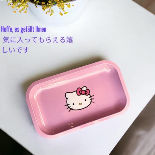Rollschale, Anime-Aschenbecher für Mädchen, Metallschale, vergoldet, Schmuckschale, dekorativ, Servierschale, Tischschale, Rosa, Cat L – Ansicht 2