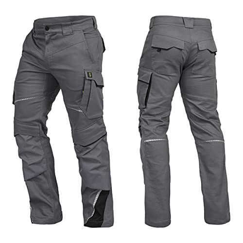 LEIB WÄCHTER Flex-Line Arbeitshose Bundhose Premium grau-schwarz mit Spandex Gr.42-68/24-30/90-110 (50)