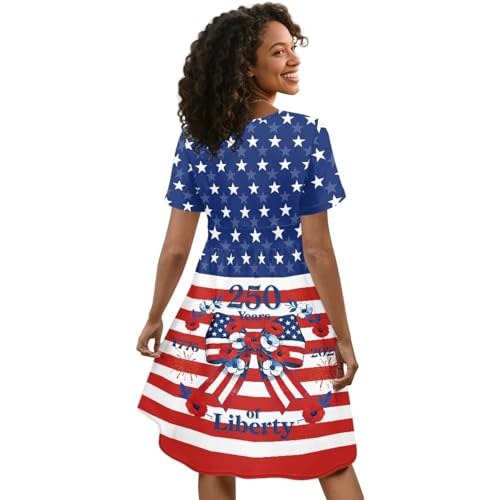 Image of Women's Summer Formal Dresses Short Sleeve Wrap V Neck Dresses Bridesmaid Wedding Guest Dress with Pockets