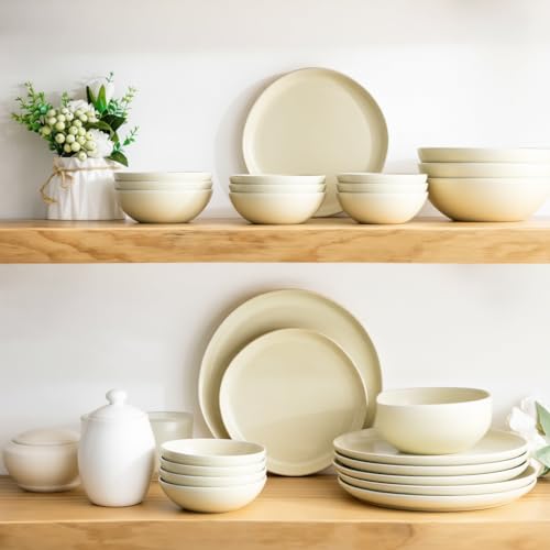 Image of AmorArc Ceramic Dinnerware Sets,Handmade Reactive Glaze Stoneware Plates and Bowls Sets,Highly Scratch Resistant | Dishwasher & Microwave Safe Dishes Set,Service for 6 (18pc)