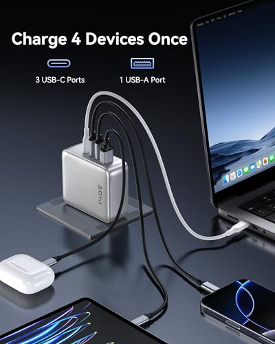 Image of 140W GaN USB C Wall Charger, 4-Port PD3.1 Laptop Charger Block Foldable Compact PPS Fast Power Adapter for MacBook Pro /Air, Dell XPS, iPad Pro, iPhone 17 /16 Pro, Galaxy S25 /S24, Steam Deck, and More