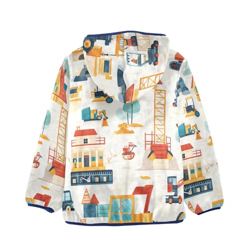 Cartoon Construction Site Girls Fleece Jacket Girls Fall Jacket Girls Zip Up Hoodie Girls Sherpa Jacket 2-10T2
