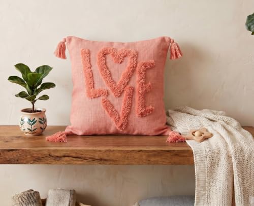 Image of Furnistitchs Premium Decorative Throw Cushion Pillow Cover Boho Home Decor - Living Room Bedroom Couch Sofa Cushion Covers 16 inch x 16 inch (2, Peach Love)
