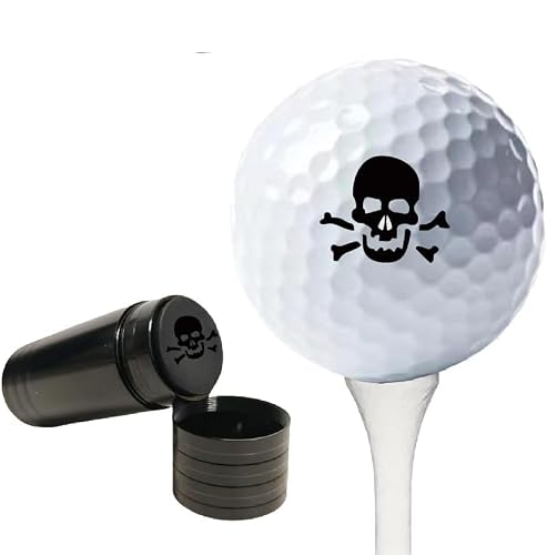 KYWLJPTDPN Personalized Golf Ball Stamp Custom Name Golf Ball Stamper with Ink Reusable Golf Ball Mark Your Own Golfer (Skeleton)