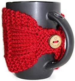 Knitted Mug Cozy, Mug Cozy, Coffee Cup Cozy, Mug Sleeve, Tea Mug Cozy, Mug Jacket, Hot Drink Cozy, Red Cozy, Knitted Drink Sleeve