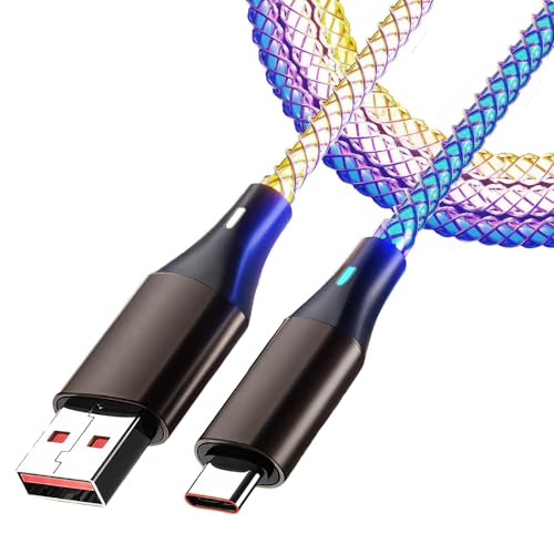 Câble de Charge USB A vers USB C Lumineux de 1 m, 3 A, Charge Rapide, Transfert de Données et le Chargement, Câble de Charge à Lumière Pulsée pour iPhone...