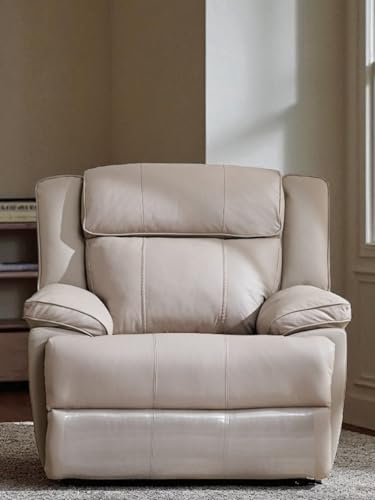 Image of ReclinerSolo 1 Seater Recliner Chair Push Back Sofa in Beige Leatherette for Home Living Room Seating