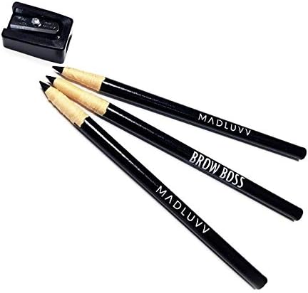 Best Microblading Pre Draw Pencils, Black with Sharpener (3 Pack)