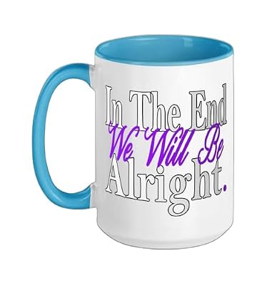 Purple We're Alright. Purple Graphic Ceramic Mug, Blue/White, 15oz