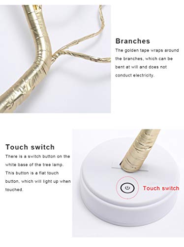 LCAZ – Árvore decorativa com galhos de fio de cobre com luzes LED, luzes de mesa para uso interno co