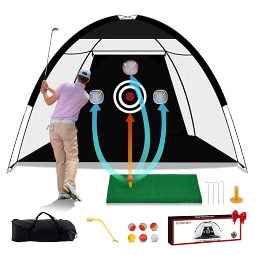 Ttcb Sports Golf Hitting Net, 10X7Ft Nets For Backyard Driving, Practice Net With Chiping Swing Trainer Aid 1 Mat 6 Balls 1 Tees 1 Corrector, Gifts Men Women