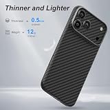 memumi Carbon etui do iPhone 17 Pro, 0,5 mm super cienkie, etui z prawdziwego włókna aramidowego,z ochroną przed upadkiem w jakości wojskowej do iPhone 17 Pro -Czarny