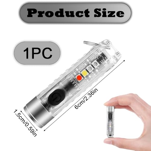 Mini Torch Keychain Torch, Super Bright 400LM USB C Rechargeable Pocket Flashlight with Magnet & UV Light, IP65 Waterproof 6 Modes for Camping, Emergency, Night Use, Hiking, Outdoor Adventures