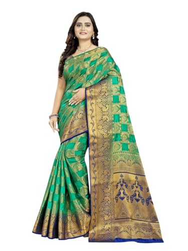 Image of Women's Banarasi Silk With Jacquard Print Saree With Blouse