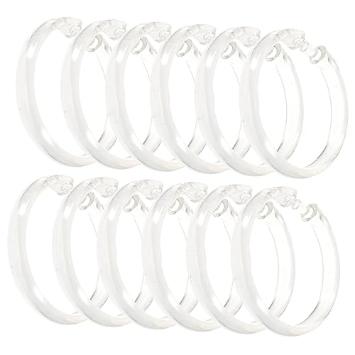 CONGARTENO 12pcs Transparent Shower Curtain Rings Smooth Sliding Plastic Hooks for All Rod Bathroom Curtain Hangers Easy to Install