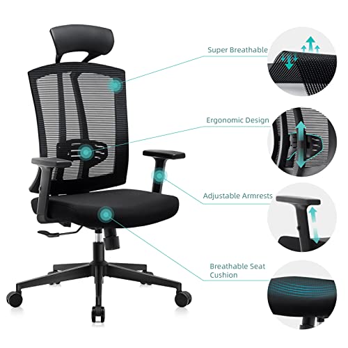 Rongbuk Home Office Chair Ergonomic Desk Chair Breathable Mesh Computer Chair With Lumbar Support Armrest Executive Rolling Swivel Adjustable Task Chair For Home Office Gaming, Black #TOP5