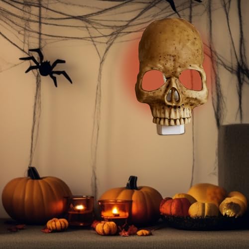 Image of Skull Night Light, 2026 New Skeleton Night Light, Halloween Horrible Light Decoration for Halloween Party and Home Decor (Grey)