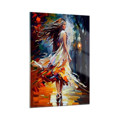 Vidrios decorativos Mujer Vestido Artístico Cuadro Sobre Vidrio Moderno 50x70cm Decoracion Salon Dormitorio Cocina Cuadros Pared Impresiones Impresión en Cristal Wall Art Prints Decor GPA50x70-6210
