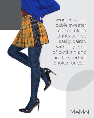 Image of MeMoi Juneau Diamonds Cotton Tights for Women, Cozy and Elegant Sweater Tights - Sizes Small to X-Large
