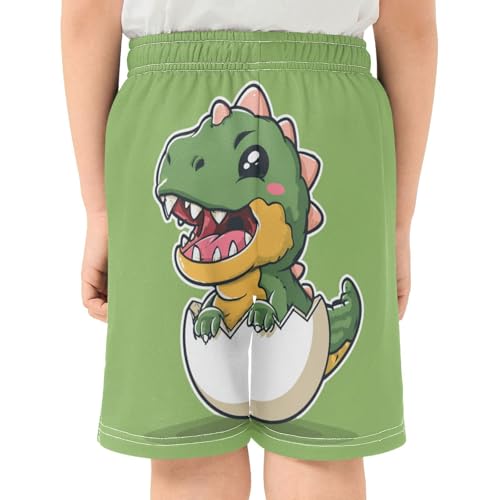 DOMIKING Hatched Dinosaur Green Kids Shorts Pull-on Boys Shorts with Elastic Waist Casual Athletic Pants for Summer Outdoor3