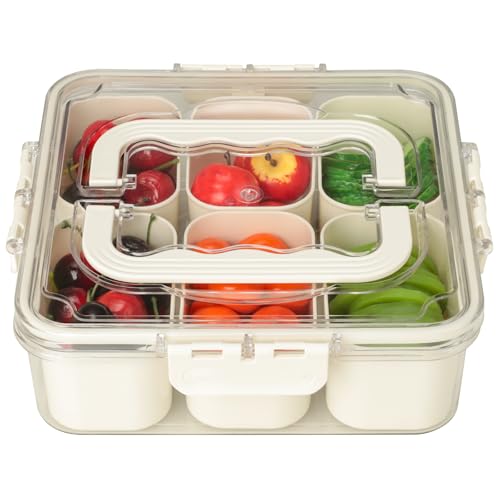 VINATO Snack Box Boîte Pique-nique 6 Cases - Sans BPA, Portable Multifonction pour Snacks/Fruits/Épices, Adaptée au Réfrigérateur | Organisateur Avec Compartiment