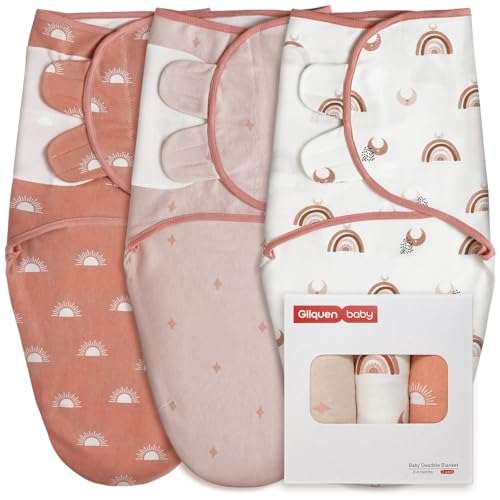 Image of GLLQUEN BABY 3-Pack Baby Swaddle Sleep Sacks for Newborn - Baby Swaddles 3-6 Months, Infant Swaddling Sack, Rainbow & Sun, Newborn Swaddle Blanket Wrap(Medium/Large)