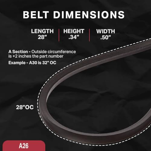 Image of BESTORQ A26 or 4L280 V-Belt, Classic Wrapped Rubber X3 V-Belt, Black, 28 inch Outside Circumference x .51 inch Width x .34 inch Height, Pack of 1