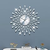 FLEBLE Large Wall Clocks for Living Room Decor Modern Silent Wall Clock Battery Operated Non-Ticking for Bedroom Kitchen Office Home Decoration 20 Inch Silver Drop Crystal Wall Watch Clock for Indoor