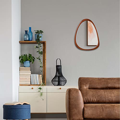 Cfylo Irregular Mirror, Wood Wall Frame Mirror, Asymmetrical Decorative Wall Wooden Mirror For Living Room Bedroom Entryway Bathroom Home Decor,22.5 X 17.5 Inches #TOP3