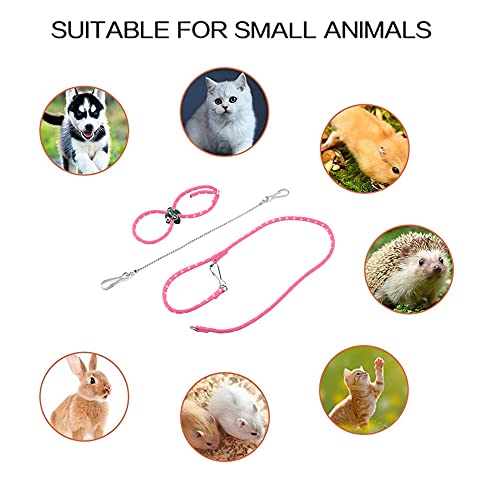 Image of Small Animal Harness Leash, Squirrel Traction Rope Adjustable Hamster Harness Lightweight for Sugar Glider Squirrel Hedgehog(Pink)
