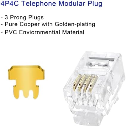 Menewstart 100Pack Telephone Modular Plug RJ9/RJ10/RJ22 4P4C Connector for Phone Line Cord, Compatible with Both Solid and Strandard Wire, for Assembly of Telephone handset Cords - 2