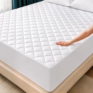 Quilted Mattress Topper, King 160x200 fits 30cm deep, Soft Mattress Pad