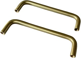 Set of 2 Solid Brass Cabinet Pulls - 3-3/4 Inch (96mm) Center to Center Modern Gold Drawer Handles for Kitchen Cabinets, Dresser, Furniture Hardware