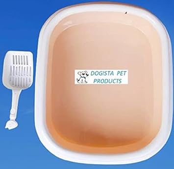 DOGISTA Cat Litter Tray with Free Scooper Suitable for All Cat Breeds & Kittens ( Color May Vary)