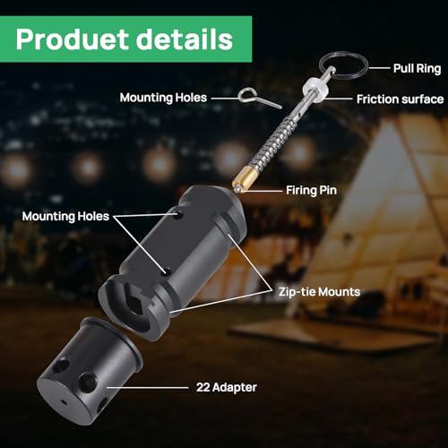 Perimeter Trip Alarm, 12 Gauge Camping Trip Wire Alarm Device, Early Warning Security System for Outdoor Camp Safe and Property Safety Bear Deterrent (Included 22.Adapter) (1 Pack)