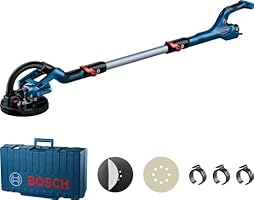 Bosch Professional GTR 55-225 - Lijadora de pared de yeso (550 W, plato lijador Ø 215 mm, hoja Ø 225, extensión incl. 170...