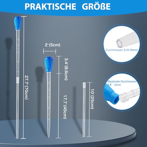 27.7 Zoll (70 cm) extra Lange Aquarium Spritze, 50 ml Wasserwechsel Siphon zur Aquariumreinigung und Mulmabsaugung für Fischbecken, in Blau