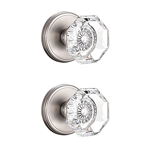 CLCTK 2 Pack Crystal Dummy Door Knobs, Non-Turning Single Side Dummy Door Knob, Brushed Nickel by CLCTK - Used condition - US$32.91