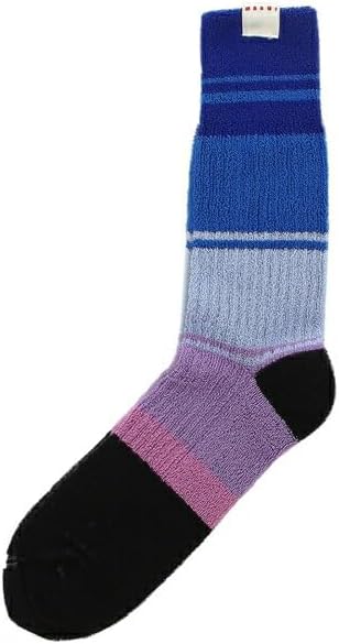 今も人気！[マルニ] 靴下 テリークロスコットン ミッドカーフソックス ブルー ブラック メンズ KZC0109Q0U FC144 RGB56 トレッキングシューズ