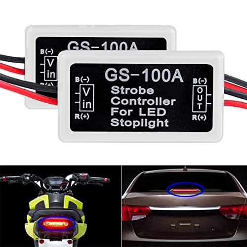 Moioee Car Flash Strobe Controller, 2Pcs Brake Light Flasher Module, 12-30V Led Brake Flasher Stop Light, Abs Auto Flash Module Flash Strobe Controller For Motorcycles Trucks Tail Stop Light (White) #TOP4